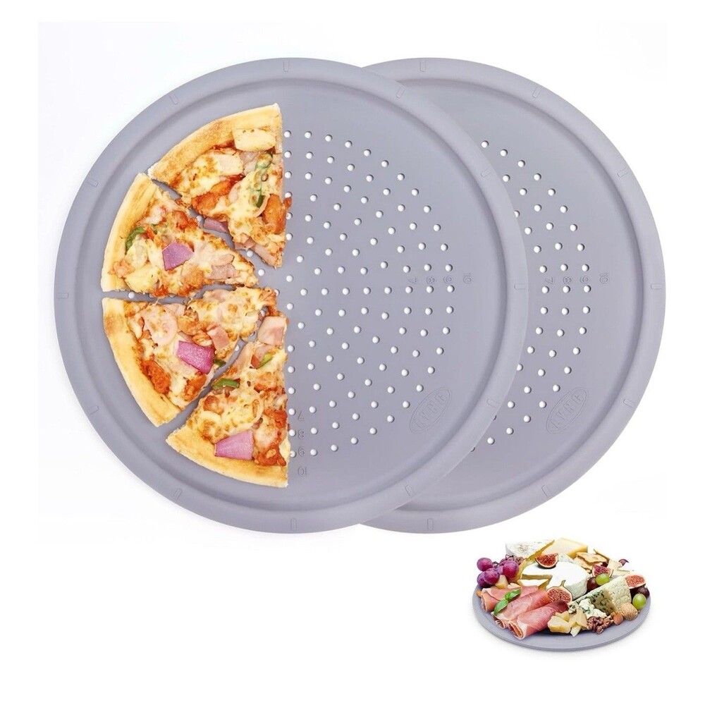 LYNG Pizza Pans 13 Inch, 2 Pack Silicone Nonstick Pizza Tray For Oven, Pizza